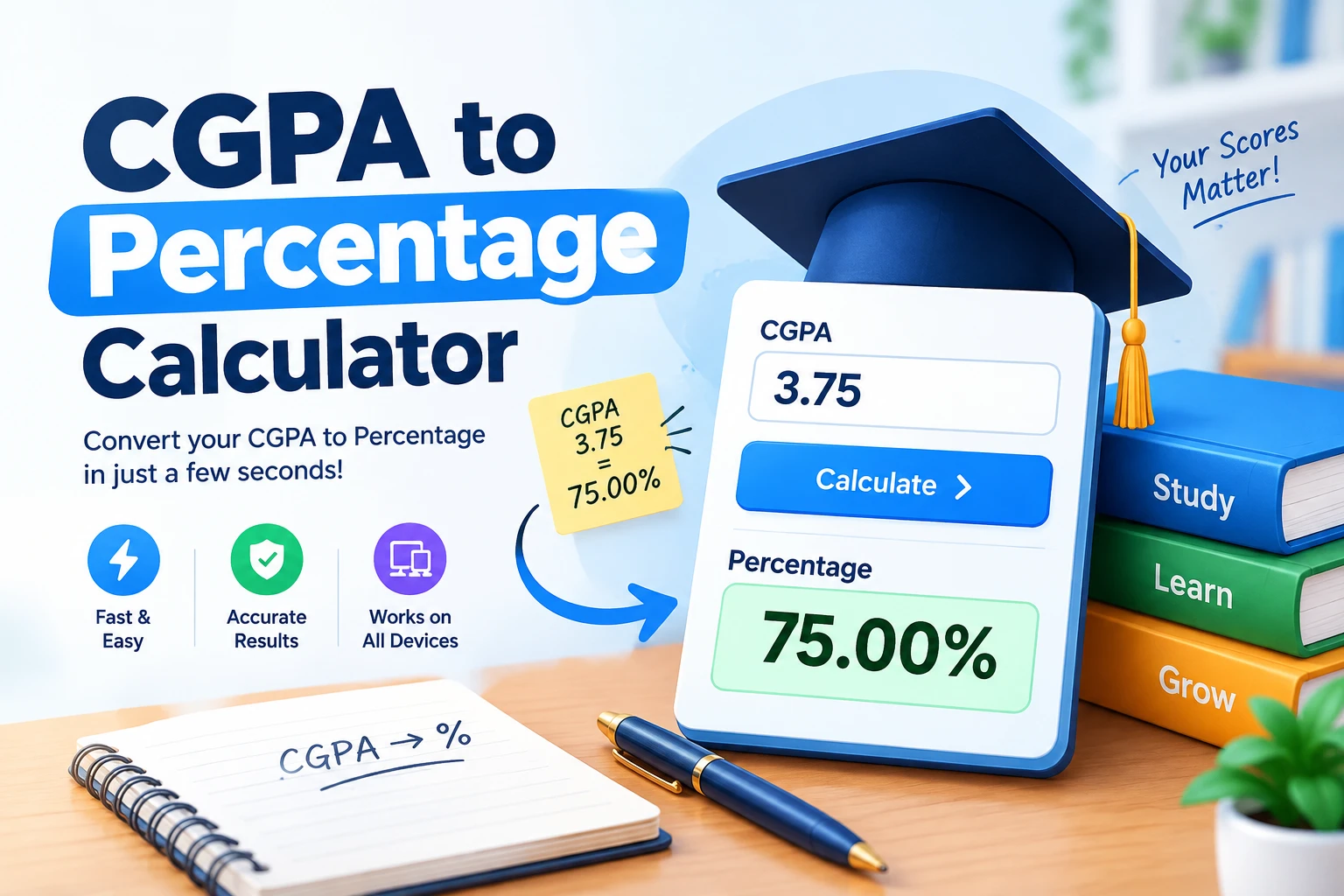 CGPA to Percentage Calculator for converting CGPA into percentage