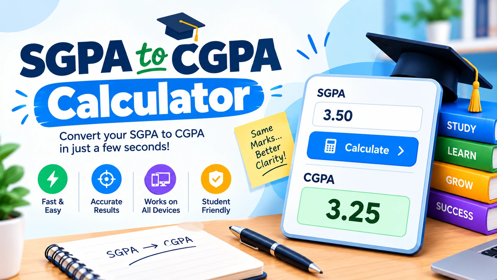 SGPA to CGPA Calculator for converting semester GPA into cumulative GPA